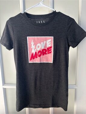 Dark Gray Tee with Pink 'Love More' Graphic
